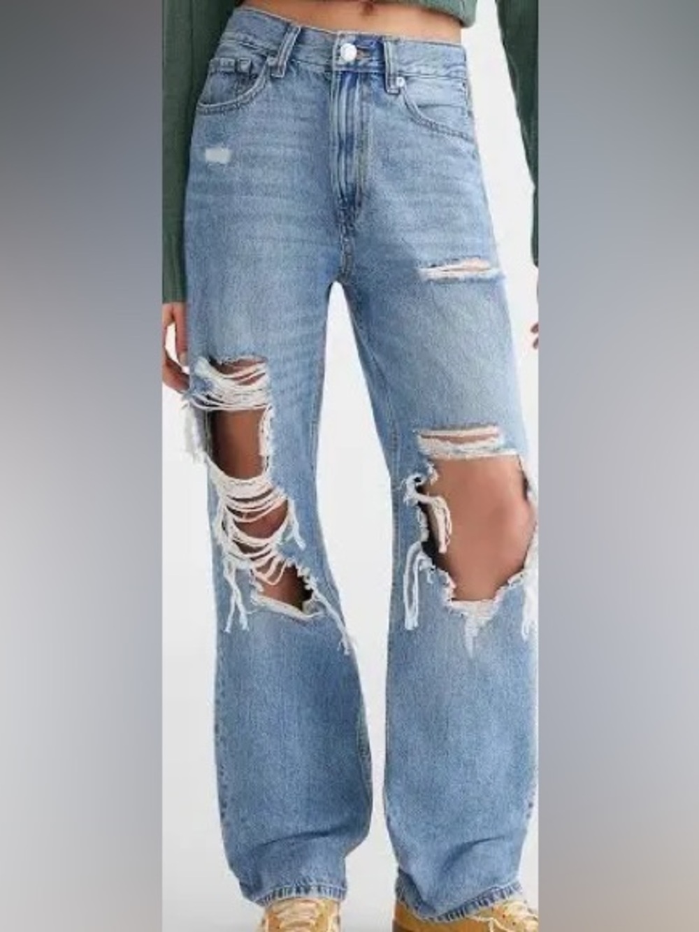 American Eagle AE Strigid Ripped Highest Waist Baggy Straight Jeans